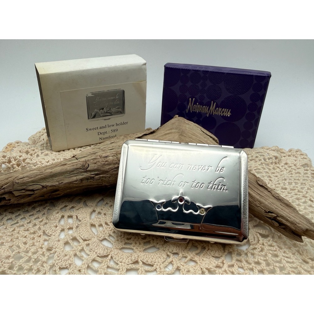 Neiman Marcus Namford Silver You Can Never Be Too Rich or Too Thin Pill Box
